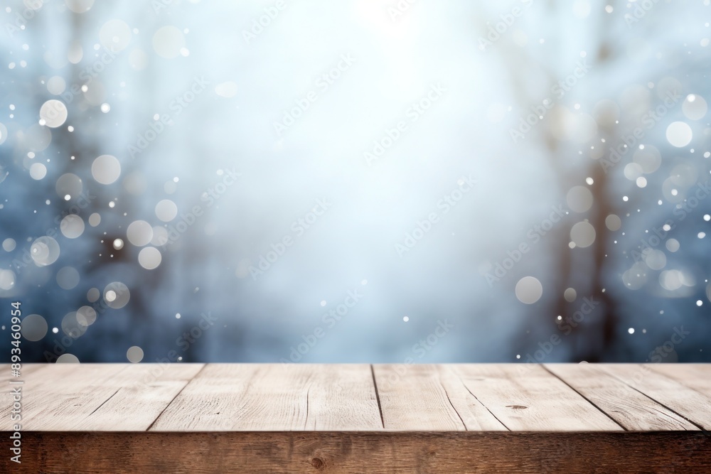 Poster White and winter bokeh wood backgrounds outdoors.