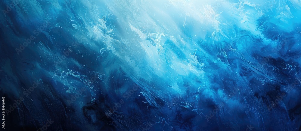 Poster Abstract blue digital painting creating a bright textured background with blurred light, perfect for projects needing copy space image.