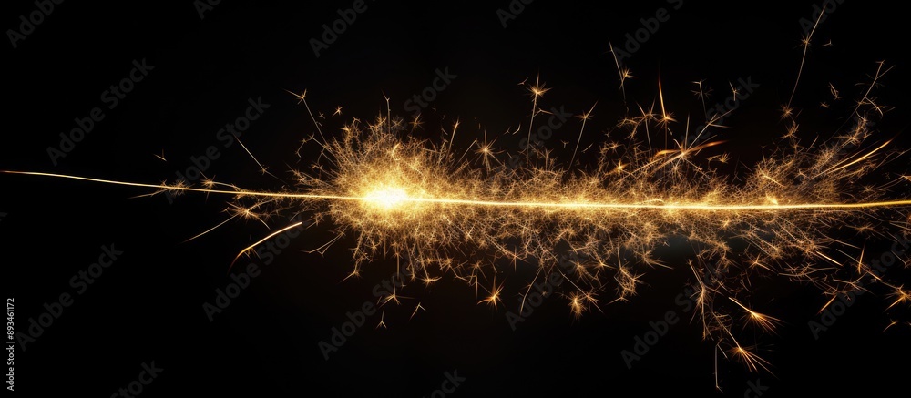 Fototapete black background with a sparkler creating light trails, leaving copy space image.
