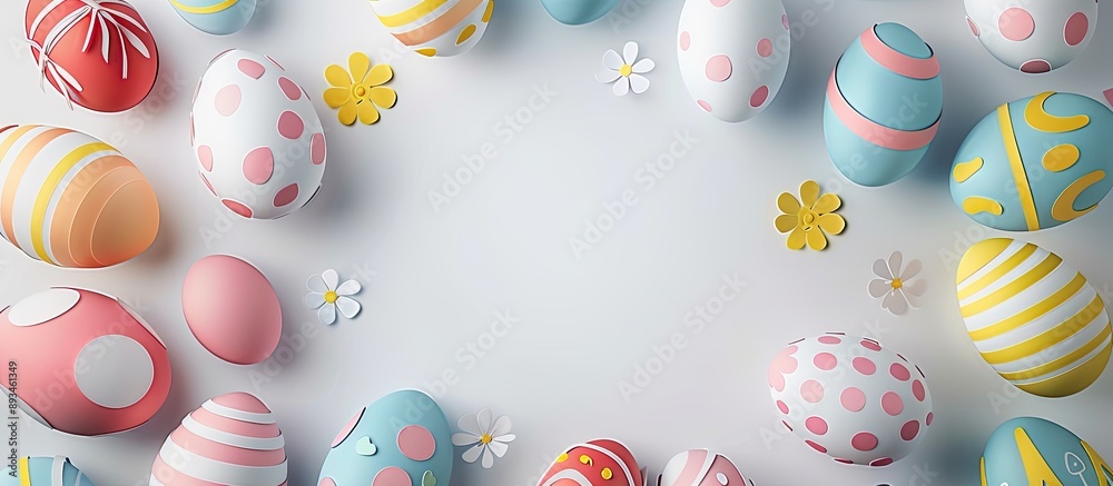 Aufkleber easter eggs element paper cut out on a white background with copy space image.