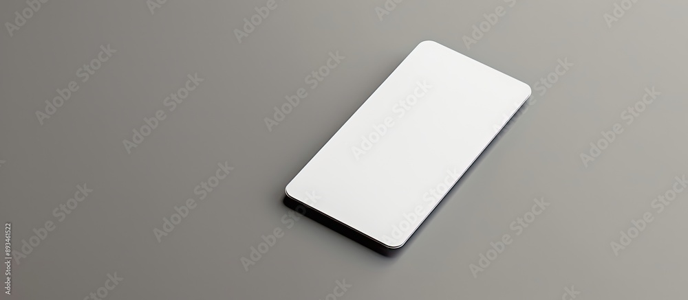 Poster mockup of blank id card with copy space image, isolated against grey background.