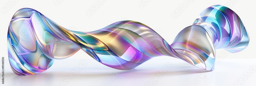 Fototapete beautiful rendering. abstract twisted shape. glassmorphism.