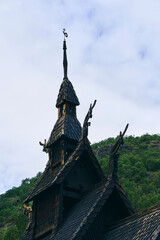 Exterior of Borgund Stave Church at Laerdal, Western Norway.