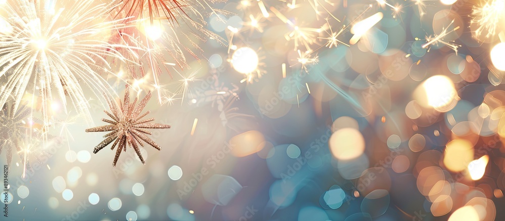 Aufkleber fireworks against an elegant background for christmas and new year celebrations, with a blank space 