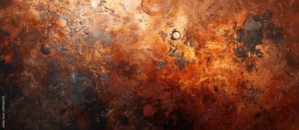 Poster copy space image featuring a copper surface undergoing oxidation.