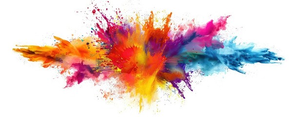 Colorful powder explosion on white background.