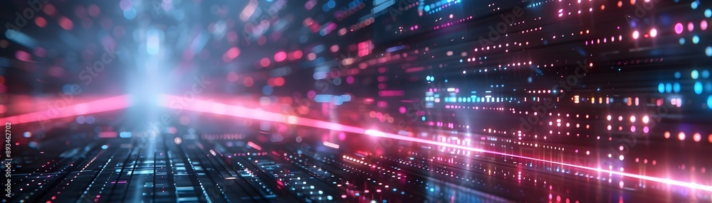Wall mural captivating digital display with holographic cyber backdrop concept for innovation and technology