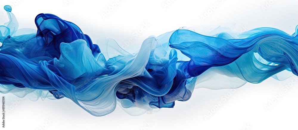 Poster Creative art hobby with an abstract and colorful ink painting featuring a blend of blue and white colors in a vibrant composition with copy space image option.