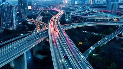 Urban Pulse: Timelapse of High-Speed Highways in a Futuristic Cityscape - made with Generative AI