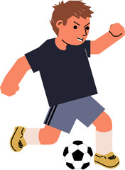 Soccer Player Kicking Ball. Football Player in motion and action with ball.
