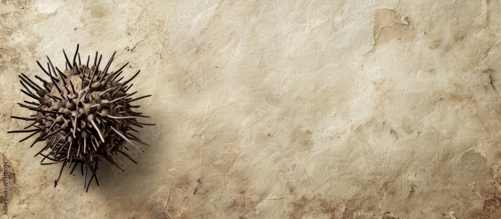 Aufkleber square old paper background with a stylish textured appearance featuring a sea urchin skeleton, crea