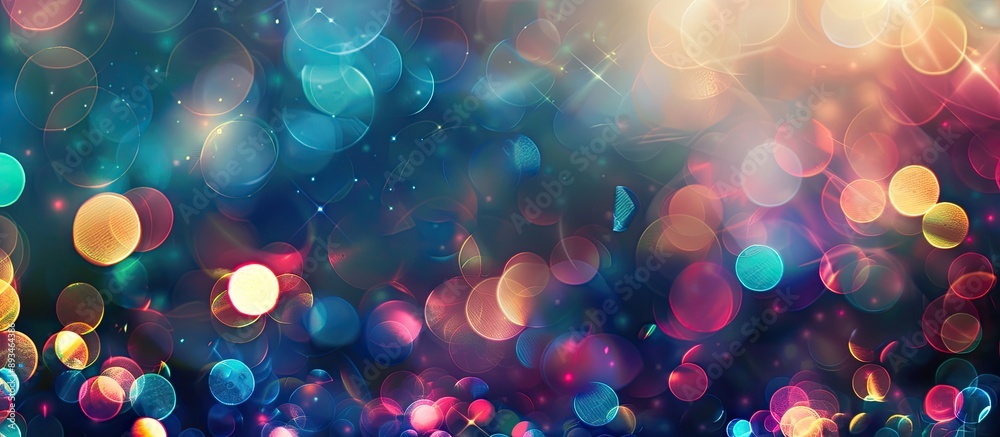 Poster Background with multicolored defocused bokeh lights, great for copy space image.