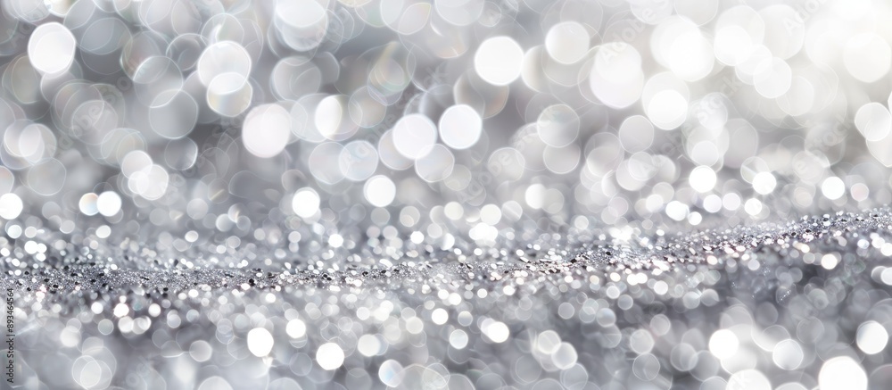 Poster shiny silver background with sparkling glitter embellishments providing ample copy space image.
