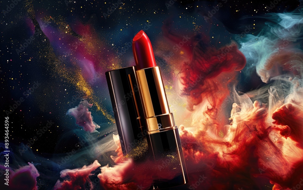 Wall mural elegant lipsticks against cosmic background