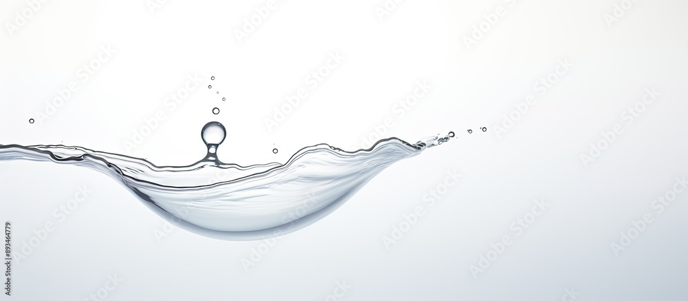 Poster water droplet on a white backdrop with copy space image.