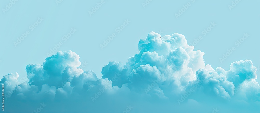 Poster Sky featuring a gradient blue hue juxtaposed with an explosive puff cloud, creating a striking composition with abundant copy space image.