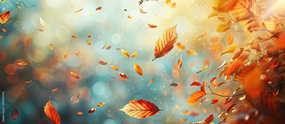 Poster foliage drifting gently in an autumn breeze, creating a serene and picturesque scene for the copy sp