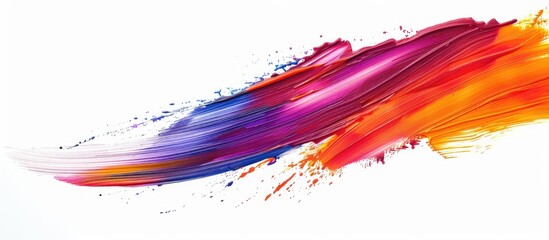 Fototapeta premium Colorful roller brush stroke on a white backdrop creating a copy space image.