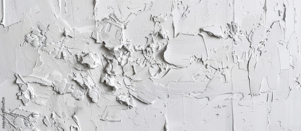 Poster textured white wall background with light wallpaper, putty, and plaster details providing a backdrop