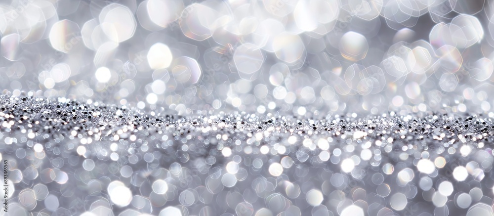 Poster shiny silver background with sparkling glitter embellishments providing ample copy space image.