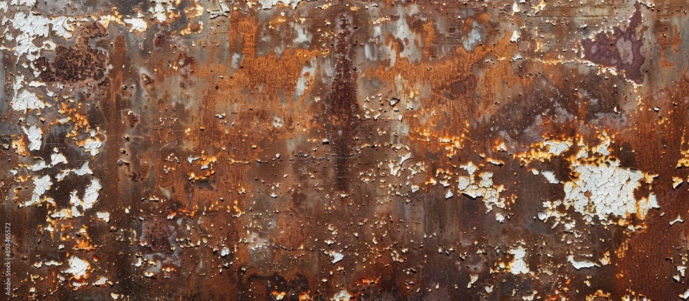 Poster old iron textured backdrop showing signs of rust, including white flaking paint, providing a vintage
