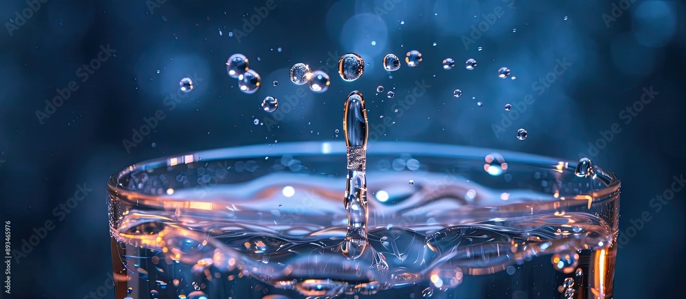 Aufkleber a water drop falling creates fantasy textures and patterns on the drink's surface, ideal for copy sp