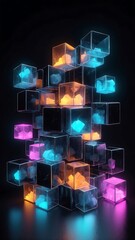 Abstract Glowing Neon Structures for Modern Graphic Design