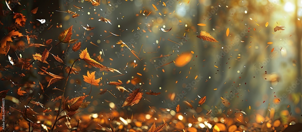 Poster foliage drifting gently in an autumn breeze, creating a serene and picturesque scene for the copy sp