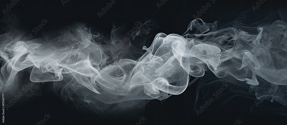 Poster white smoke cloud design on dark backdrop with copy space image.