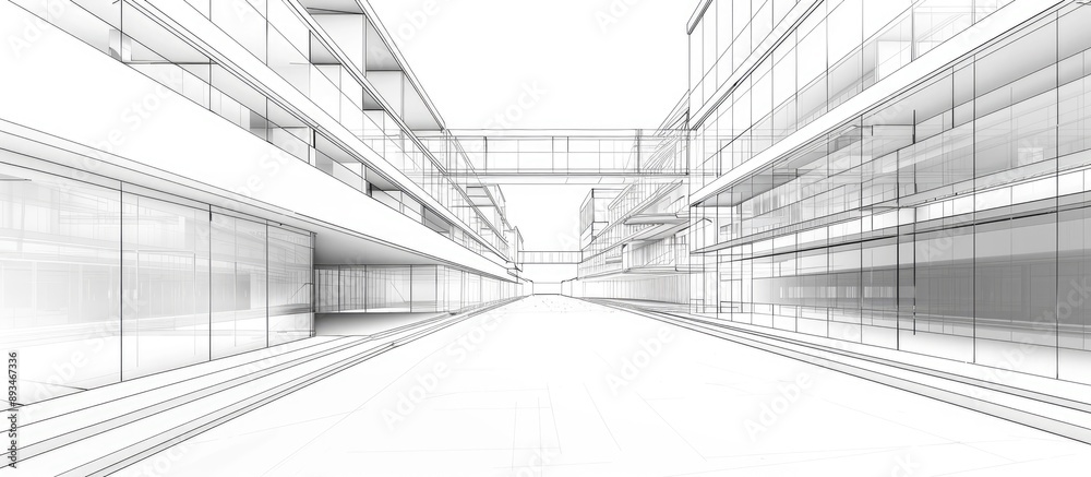 Aufkleber interior perspective of multiple buildings with a copy space image.
