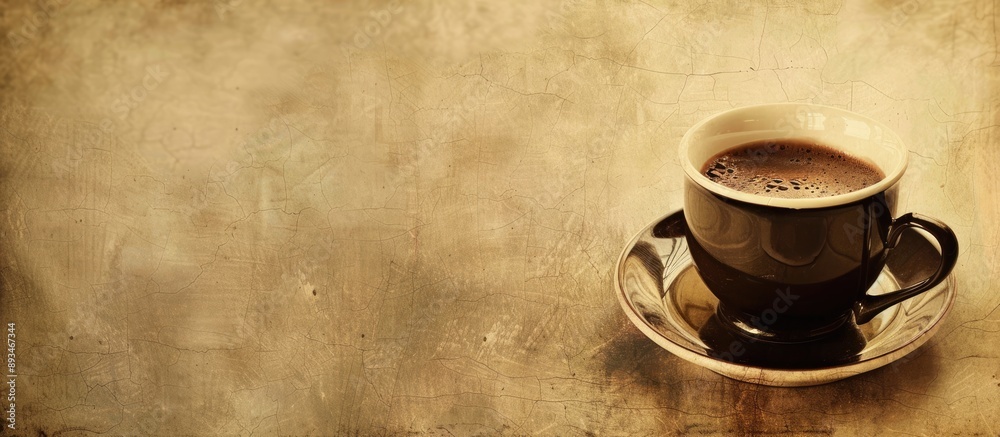Poster dark coffee in a vintage setting with a blank space for an image.