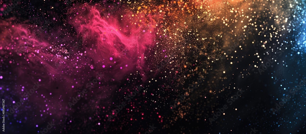 Aufkleber colorful powder splattered on a black backdrop with a frozen motion effect, displaying a multicolore