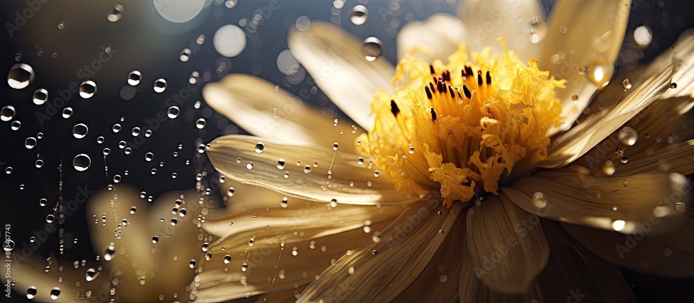 Aufkleber a clear image with space for text, focusing on up-close flower pollen details.