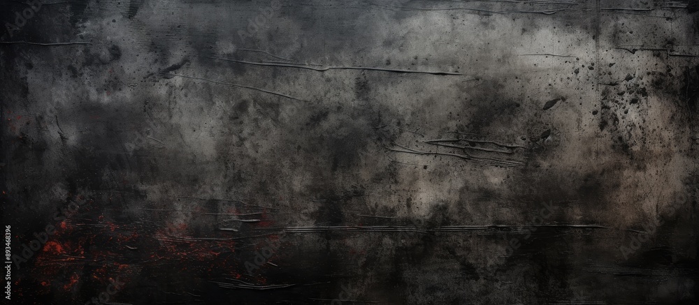 Poster Weathered layer on black backdrop with scratches and texture effect for photo editing with a copy space image.