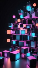 Abstract Glowing Neon Structures for Modern Graphic Design