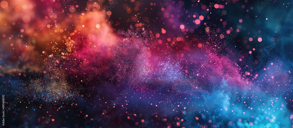 Aufkleber A dynamic freeze-frame of colorful powder exploding against a backdrop, showcasing a vibrant multicolored glitter texture in a copy space image.