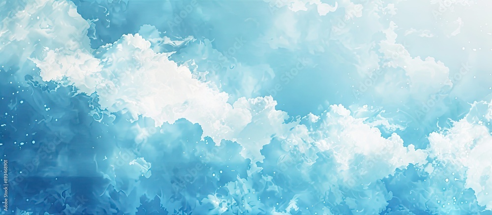Poster abstract texture background with blue sky and white clouds, ideal for showcasing summer vacation and