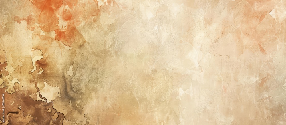 Poster horizontal background canvas in beige and brown tones featuring a soft abstract acrylic and watercol