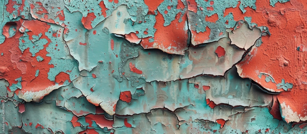 Poster peeling paint reveals a textured surface with copy space image.