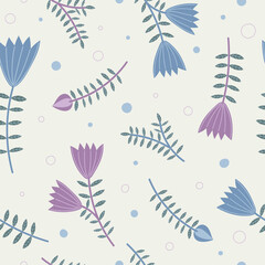 Seamless pattern with flowers. Simple minimalistic wallpaper with nature element.