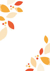 オレンジ色の葉と幾何学模様の背景フレーム