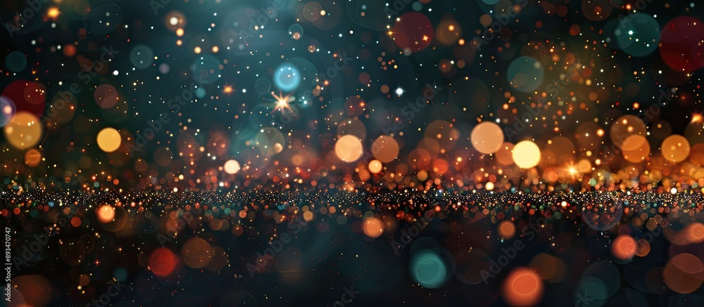 Poster glitter-filled abstract bokeh background perfect for christmas and new year greetings with ample cop
