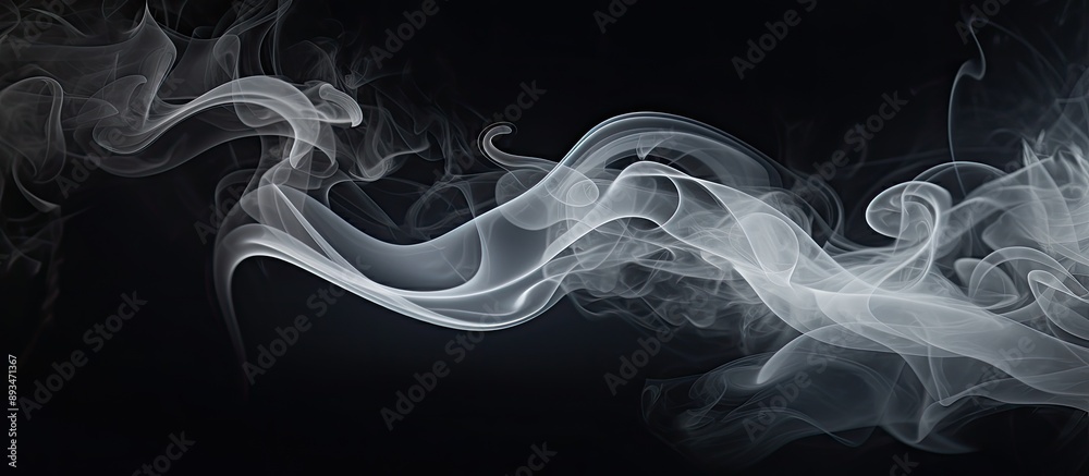 Poster white smoke cloud design on dark backdrop with copy space image.