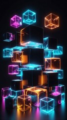 Abstract Glowing Neon Structures for Modern Graphic Design