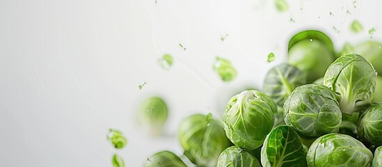 Freshly cut, cleaned Brussel sprouts are isolated with a simple background in the copy space image.