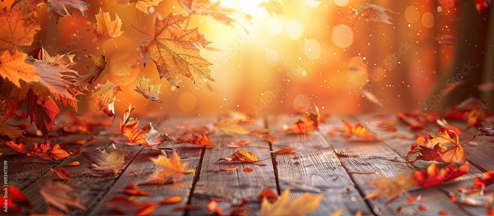 Leinwandbilder A fall-themed background for weather forecasts featuring selective focus and room for text with a copy space image.