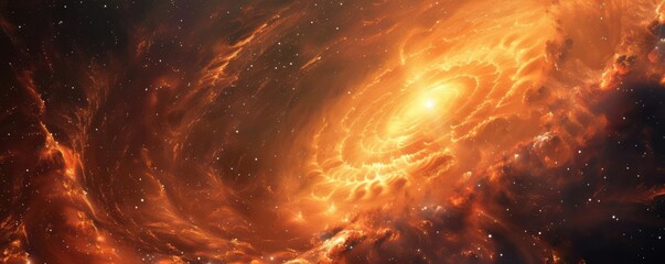 A spiraling galaxy with glowing stars and dust.