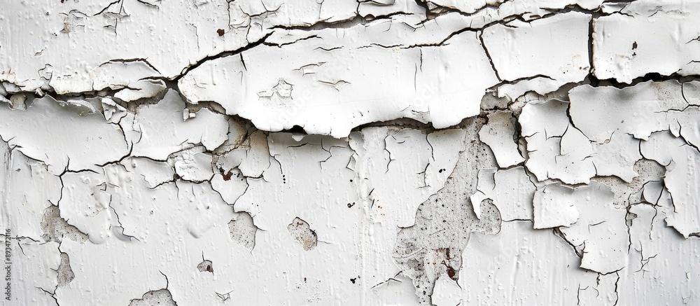 Poster old wall with white peeling paint creating a textured background, ideal for a copy space image.