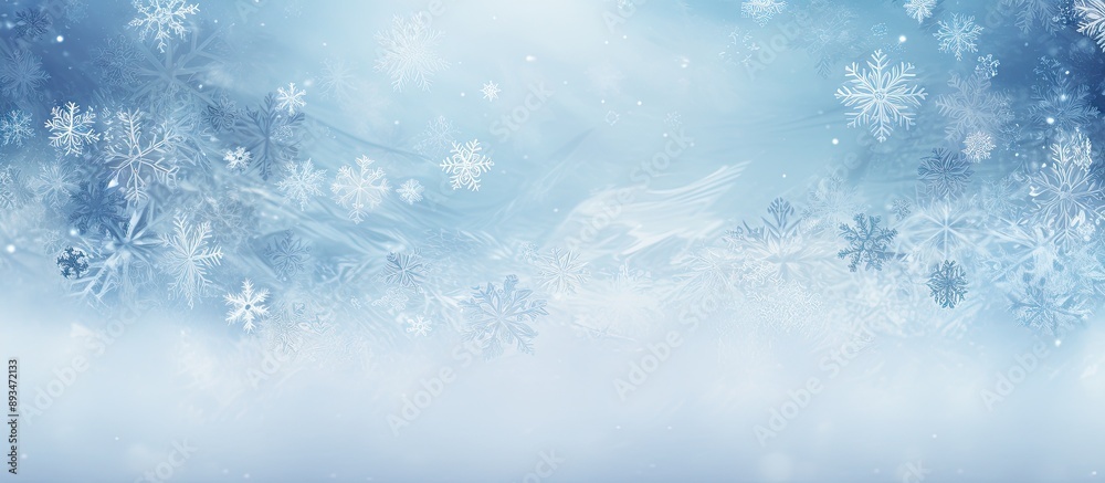 Wall mural Frozen backdrop with delicate snow patterns, ideal for a copy space image.