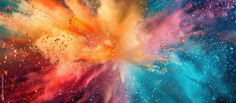 Aufkleber a dynamic freeze-frame of colorful powder exploding against a backdrop, showcasing a vibrant multico